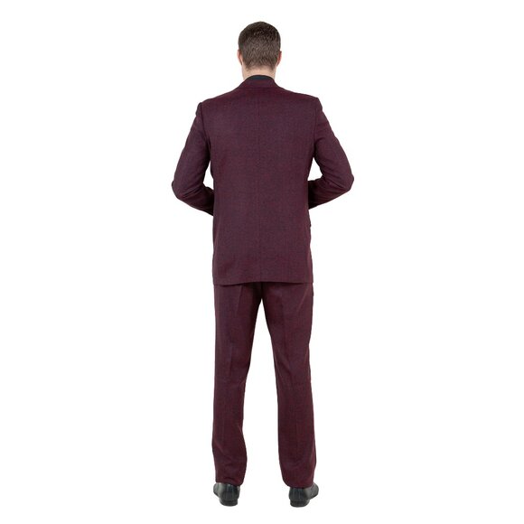 Hybrid Fit Classic Tweed Burgundy Mens Suit by Sean Alexander - Picture 4 of 7